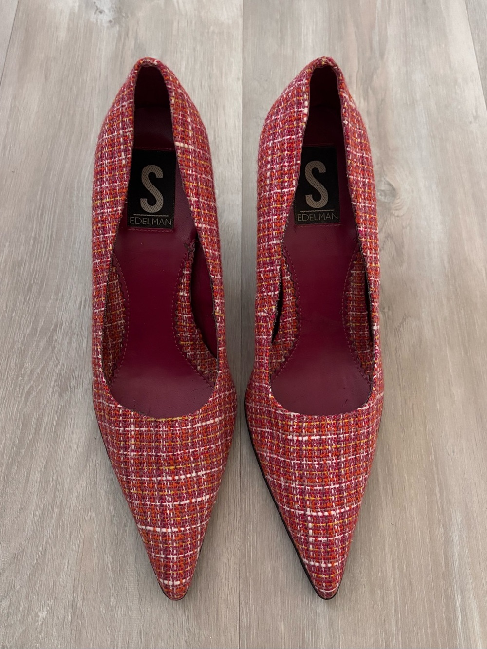 Sam Edelman Vintage Red & Pink Plaid Heels size 8